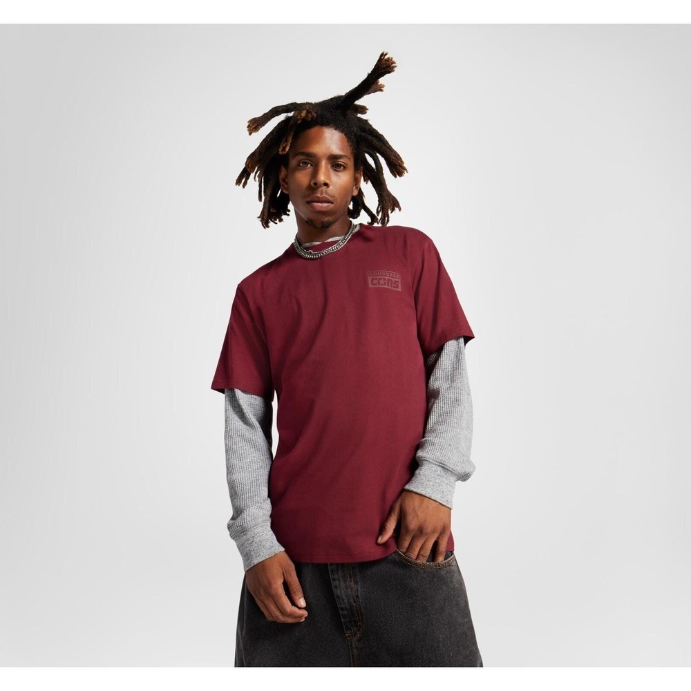 Converse T-Shirt Burgundy Skateboarding Classic Everyday Casual‎ Medium